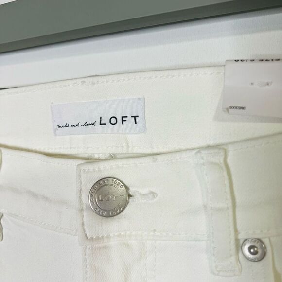 LOFT Modern Skinny White Ankle Crop Jeans Raw Hem NWT - Picture 4 of 13